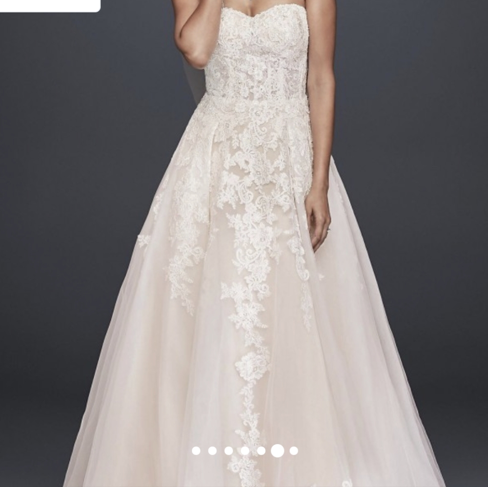 David's Bridal Collection sheer lace & tulle ballgown with pockets size 10